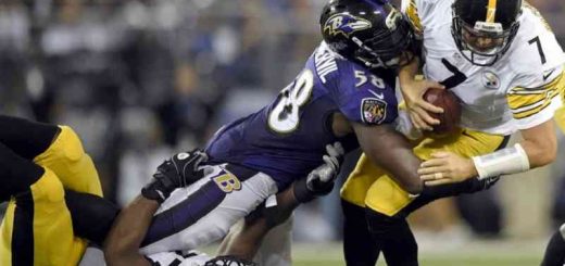 Steelers QB getting sacked by the Ravens
