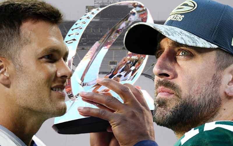 Tom Brady Aaron Rodgers George Halas Trophy Lambeau Field