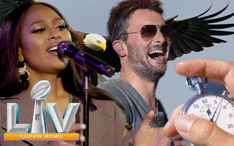 Jazmine Sullivan and Eric Church sing the Star-Spangled Banner at Super Bowl 55