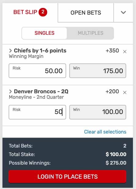 NFL Parlay bets