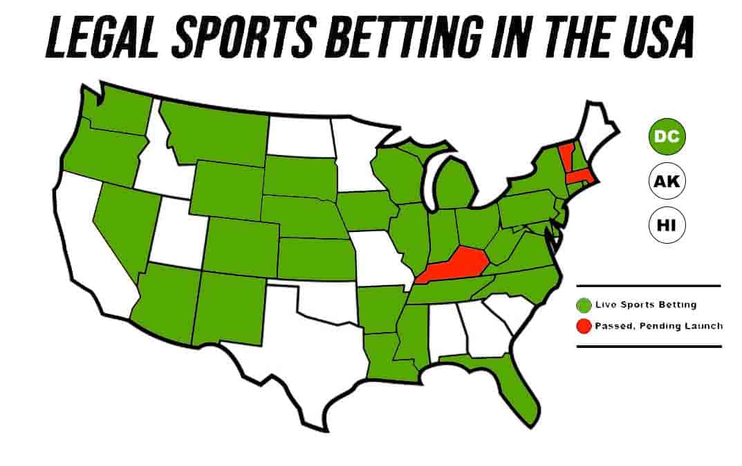 Legal sports betting states map
